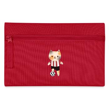 Katze mit Fußball - Federtasche - Rot - Vorne