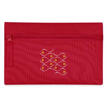 Tessellation von Fischen in der weißen Bürstenlinie - Federtasche - Rot - Vorne