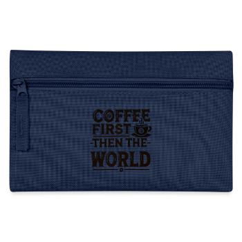 Coffee First Saying Coffee Funny Gift - Pencil Case - navy - Front