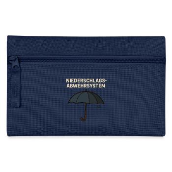 Lustiger Wetter Spruch Regenschutz Regenschirm - Federtasche - Navy - Vorne