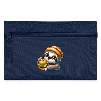 paresseux avec burger mignon dessin animé de restauration rapide - Trousse - marine - Devant