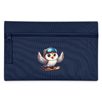 Owl on Snowboard Winter Sports Adventure - Pencil Case - navy - Front