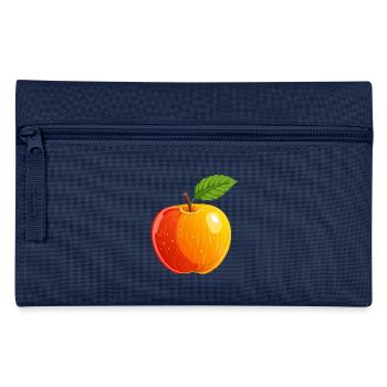 Apfel Apple Obst Frucht Früchte Zeichnung - Federtasche - Navy - Vorne