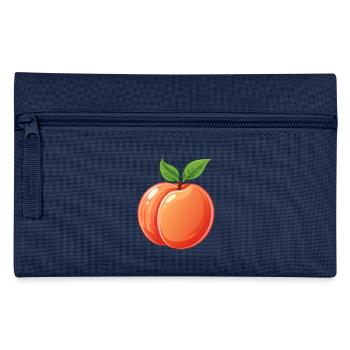 Pfirsich Peach Obst Frucht Früchte Zeichnung - Federtasche - Navy - Vorne