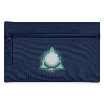 Mystischer Dreiecksrahmen in Türkis mit Ornamenten - Federtasche - Navy - Vorne