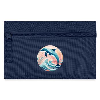 Geometric Delfin Geschenk Geometrie - Federtasche - Navy - Vorne