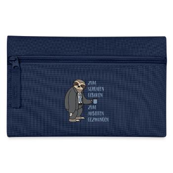 Faultier Zum Schlafen Geboren Arbeiten Gezwungen - Federtasche - Navy - Vorne