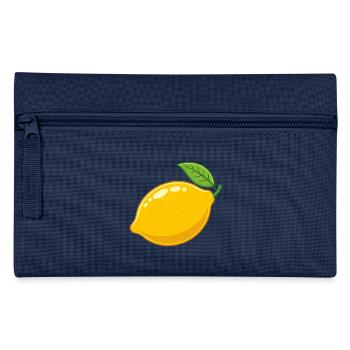 Zitrone Lemon Obst Frucht Früchte Zeichnung - Federtasche - Navy - Vorne