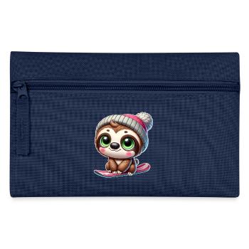mignon paresseux snowboard dessin animé d’hiver - Trousse - marine - Devant
