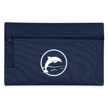Delfin als Logo ähnlich Stempel / Holzschnitt - Federtasche - Navy - Vorne