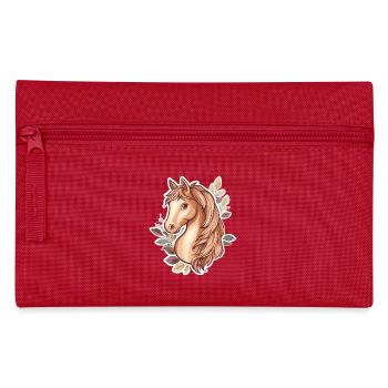 Pferd Herbstblätter - Federtasche - Rot - Vorne