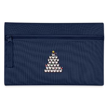 Pinguin Weihnachten lustiger Tannenbaum - Federtasche - Navy - Vorne