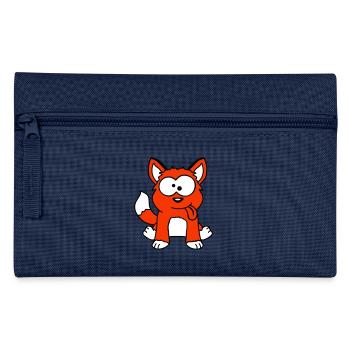 chien renard drôle grimace plisser la langue - Trousse - marine - Devant