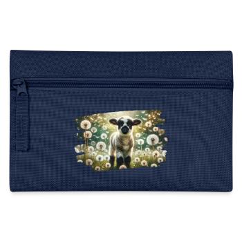 Charmantes Lamm im traumhaften Löwenzahnfeld - Federtasche - Navy - Vorne