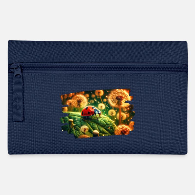 Ladybug in golden dandelion light - Pencil Case - navy