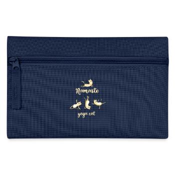 yoga cat Namaste Katze om frau miau humor LOL spor - Federtasche - Navy - Vorne