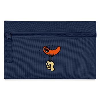 funny BBQ cartoon sausage drawing party - Pencil Case - navy - Front