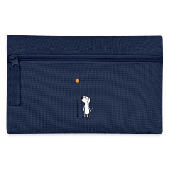 Ein Strichmännchen Hund mit Luftballon - Federtasche - Navy - Vorne