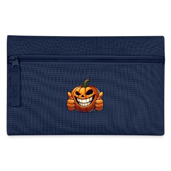 Halloween, citrouille, horreur, sourire, pouces vers le haut - Trousse - marine - Devant