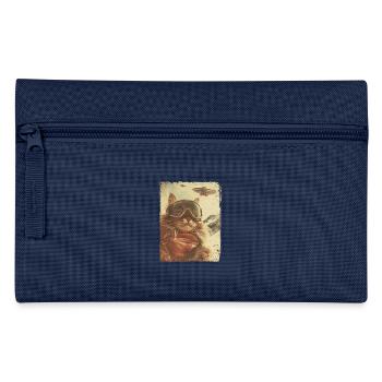 UFO Retro Vintage Uncanny Alien Ski Cat - Pencil Case - navy - Front