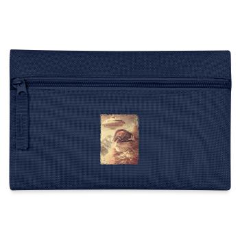 UFO Retro Vintage Uncanny Alien Ski Cat - Pencil Case - navy - Front