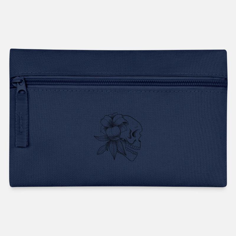 Schädel Schwarz - Federtasche - Navy