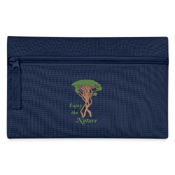 Pine Tree, Enjoy Nature, Green, Brown - Pencil Case - navy - Front