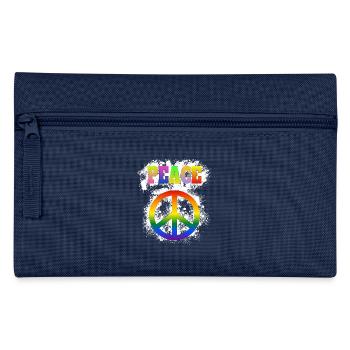Peace Sign with Lettering - Peace Symbol - Pencil Case - navy - Front