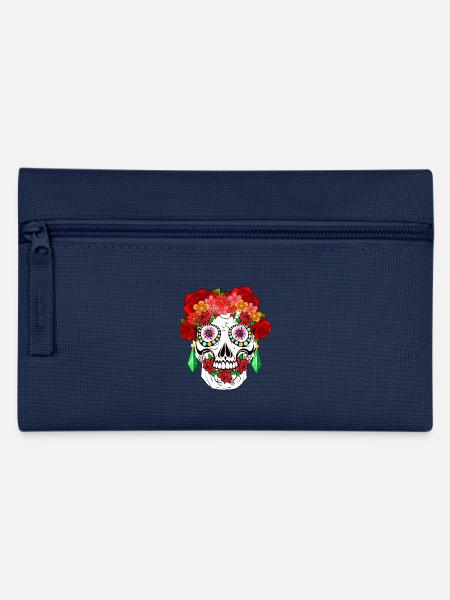 Sugar Skull Dia De Los Muertos Halloween - Pencil Case - navy