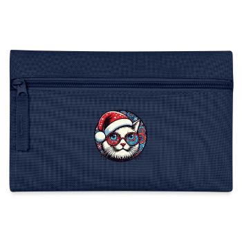 Katze, Weihnachten, Mütze - Federtasche - Navy - Vorne