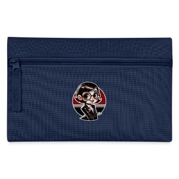 Chibi-Süße nerdige Retro-Buch-Liebhaberin - Federtasche - Navy - Vorne
