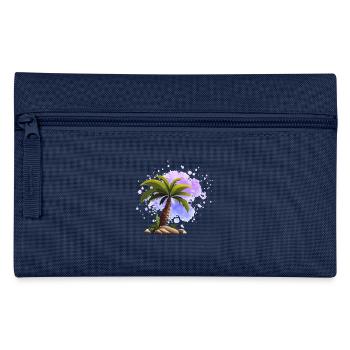 Palemeninsel, Palme, Sonnenuntergang, Karibik - Federtasche - Navy - Vorne