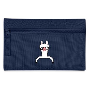 Llama Nerd Geek Horn-Rimmed Glasses Smart Funny Grimace - Pencil Case - navy - Front