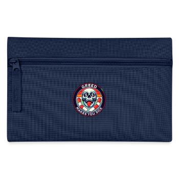 Gier macht krank, ein Totenkopf - Federtasche - Navy - Vorne