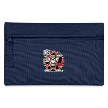 Gorilla Affe mit Schild: Hör auf zu klicken - Federtasche - Navy - Vorne