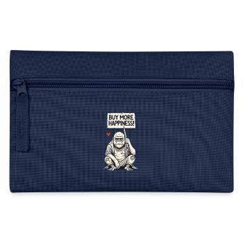 Satirischer Gorilla mit Schild: Kauft mehr Glück - Federtasche - Navy - Vorne
