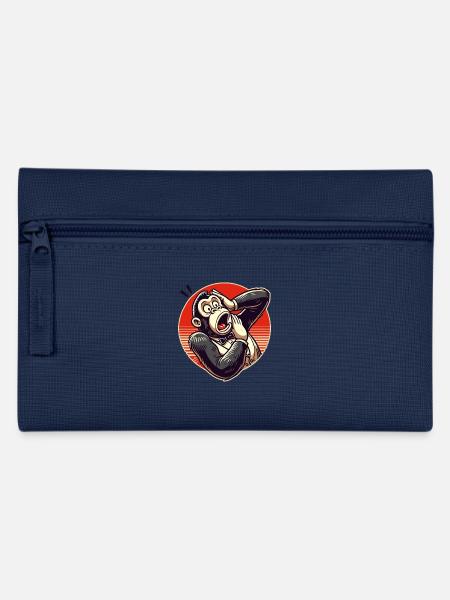 Überraschter Retro Gentleman Gorilla - Federtasche - Navy