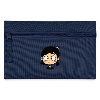 Nachdenkliches Cartoon-Mädchen - Federtasche - Navy - Vorne