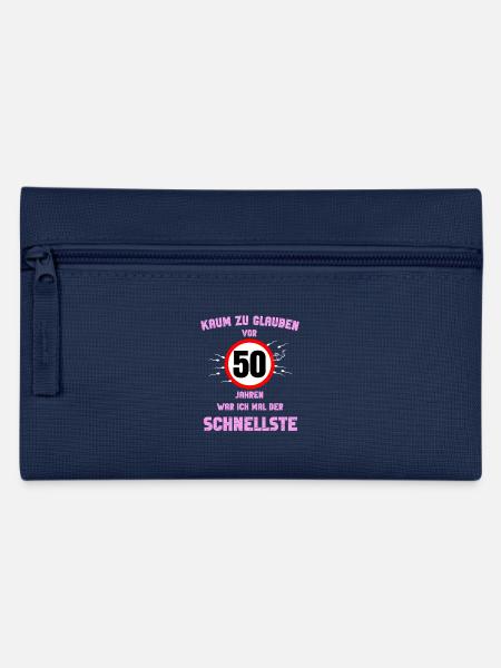 50th Round Birthday Gift Party Saying Idea - Pencil Case - navy