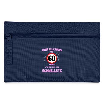 60th Round Birthday Gift Party Saying Idea - Pencil Case - navy - Front