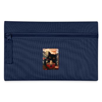 Schwarze Ramen-Katze – asiatisch und absurd - Federtasche - Navy - Vorne