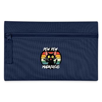 Pew Pew Katze Lustig Mieze Cat - Federtasche - Navy - Vorne