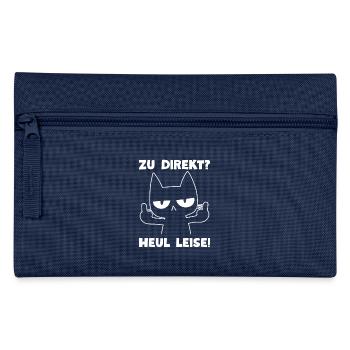 Zu direkt? Heul leise! Sarkasmus Schwarze Katze - Federtasche - Navy - Vorne