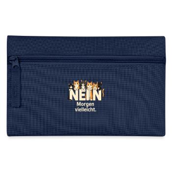 Katze Nein Arbeit Nö Geschenk Spruch - Federtasche - Navy - Vorne