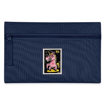Wütendes Einhorn als Comic-Briefmarke - Federtasche - Navy - Vorne