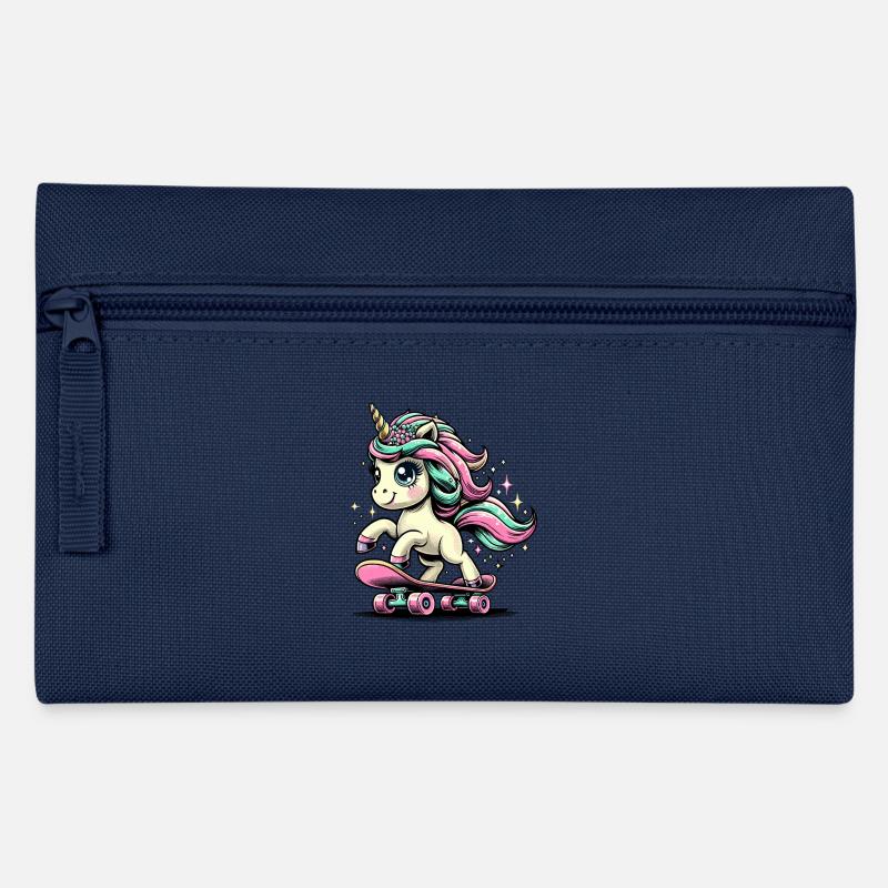 Einhorn Skateboard Geschenk Design - Federtasche - Navy