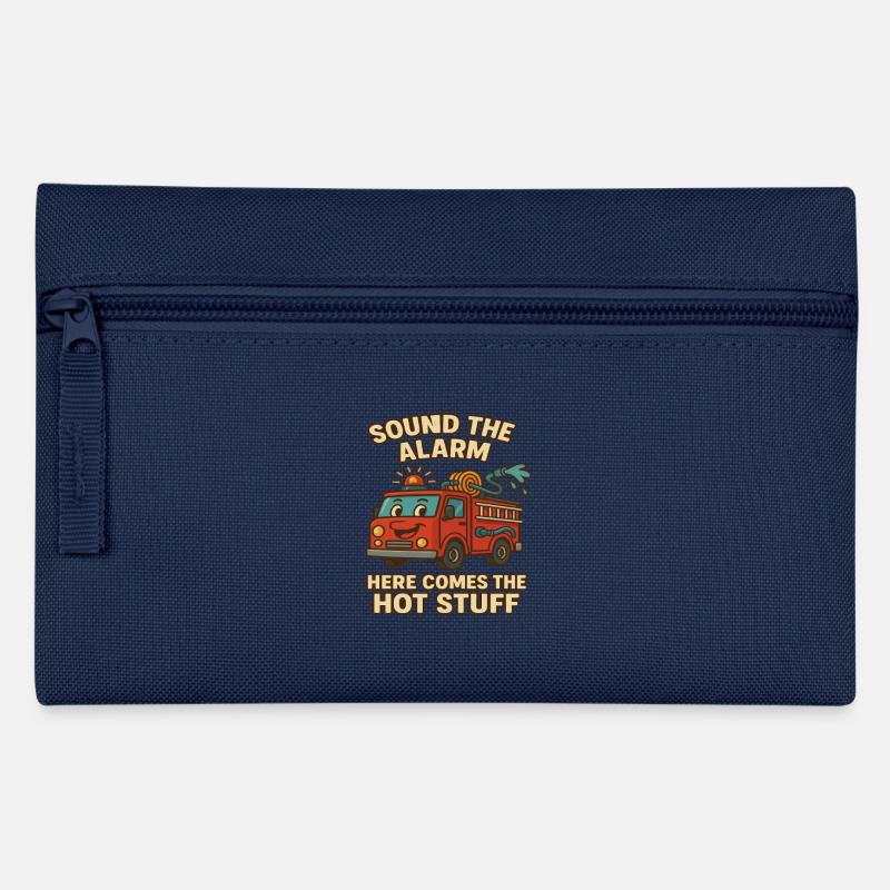 Feuerwehrauto Kinder Shirt – Hot Stuff Spruch - Federtasche - Navy