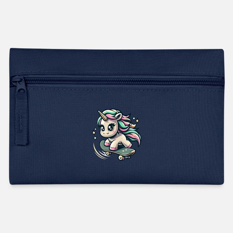 Einhorn Skateboard Geschenk Design - Federtasche - Navy