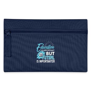 Education Important But Futsal Is Importanter Joke - Federtasche - Navy - Vorne