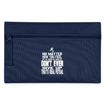 Real Futsal Never Give Up Motivational Quote - Federtasche - Navy - Vorne